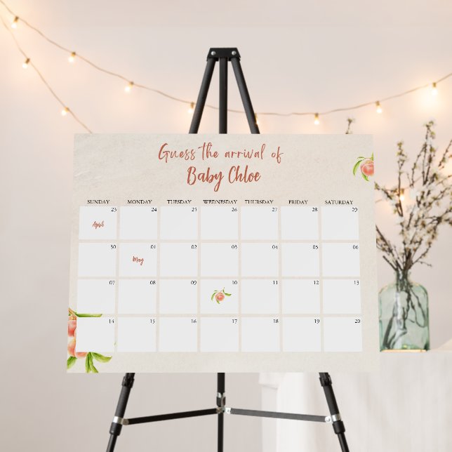 Summer Baby Shower Due Date Calendar Foam Board (In Situ (Stand))
