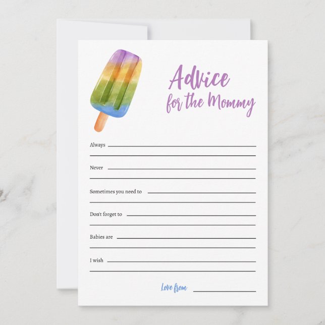 Summer Baby Shower Game Advice for Mommy Card (Front)