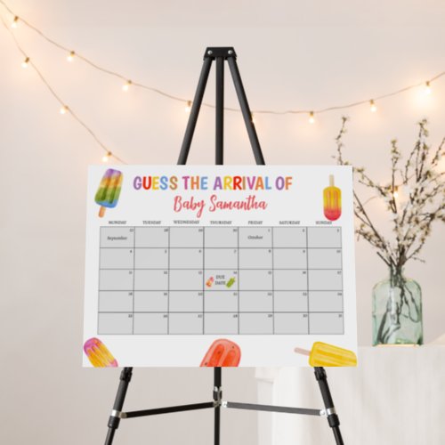 Summer Baby Shower Guess The Due Date Calendar Foam Board