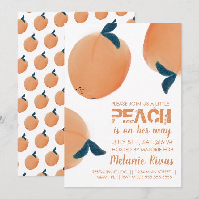 Summer Baby Shower Peach Invitation (Front/Back)