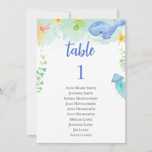 Summer Baby Shower Table Number and Guest Names