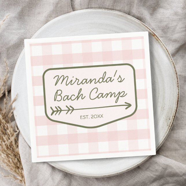 Summer Bach Camp Gingham Pink & Green Bachelorette Napkins (Summer Bach Camp Gingham Pink & Green Bachelorette Napkins)