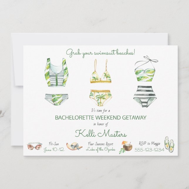 Summer Bachelorette Weekend Getaway Itinerary Invitation (Front)