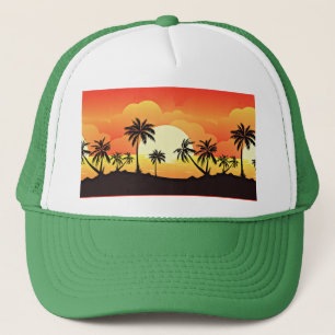 Summer Background with Palm Trees-32134 Trucker Hat