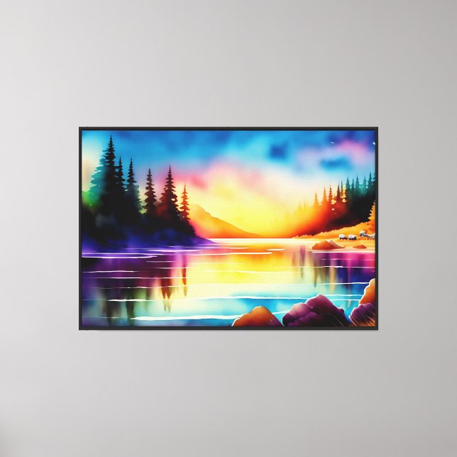 Summer Background With Sunset Palm Trees-56700 Canvas Print (Front)