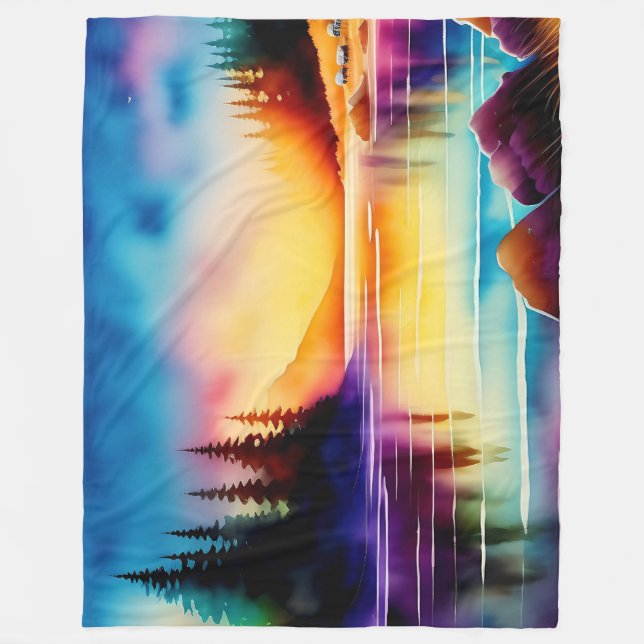 Summer Background With Sunset Palm Trees-56700 Fleece Blanket (Front)