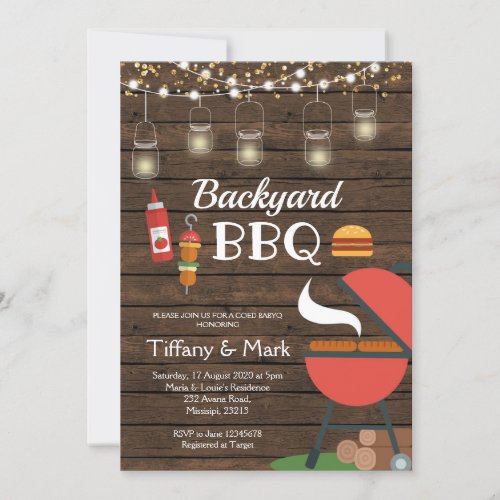 Summer Backyard BBQ coed baby shower Invitation