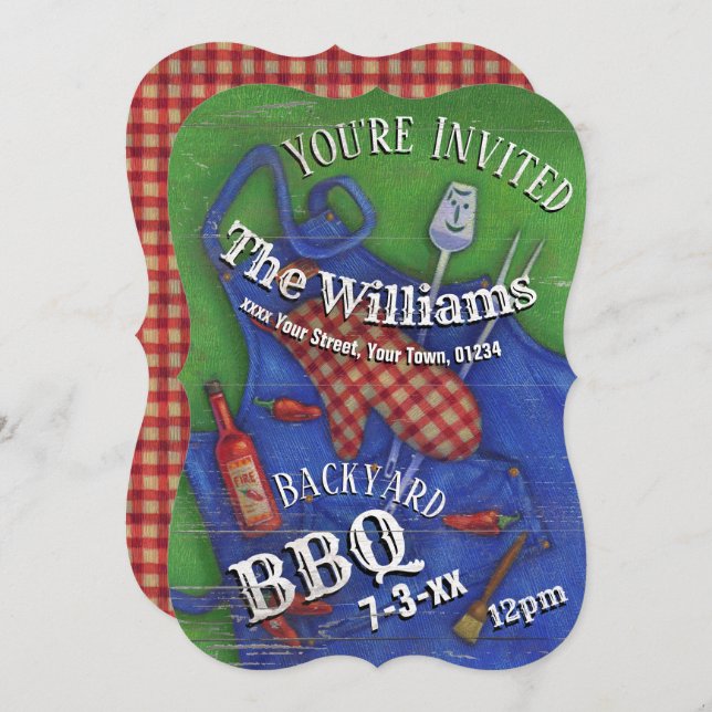 Summer Backyard BBQ Party Invitation (Front/Back)