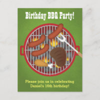 Summer Backyard BBQ Party Invitations