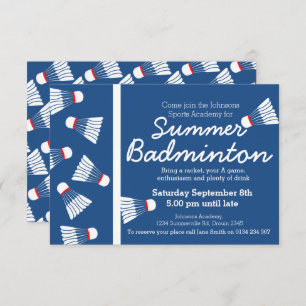 Summer badminton event invite blue & white