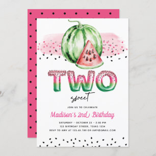 Summer Balloon Letters Melon Two Sweet Birthday Invitation