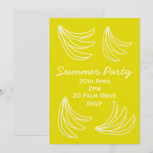 Summer banana picnic garden party celebration invitation (Front/Back)