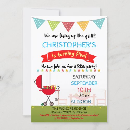 Summer Barbecue BBQ Birthday Party for Adult Kids Invitation