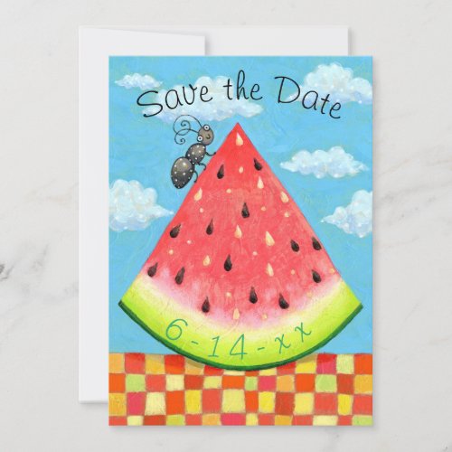 Summer Barbecue BBQ Party Watermelon Save The Date