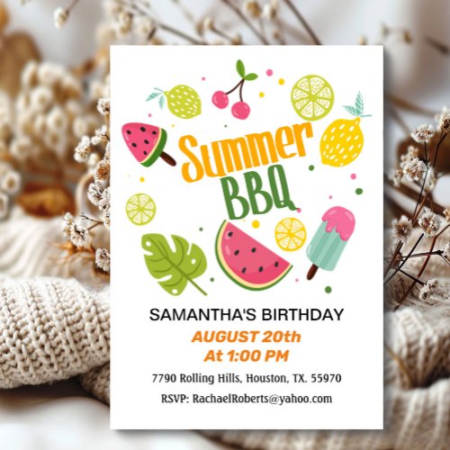 Summer Barbecue Birthday  Invitation