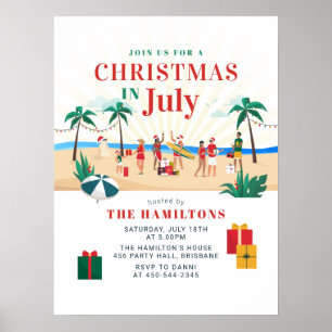 Summer Barbecue Party Christmas in July Invitation Poster