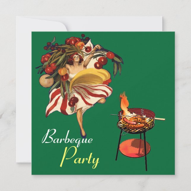 SUMMER BARBEQUE PARTY DANCE , ITALIAN KITCHEN INVITATION (Front)