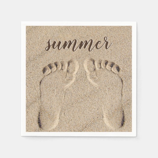 Summer Bare Feet Footprints In Sand Napkins (Front)