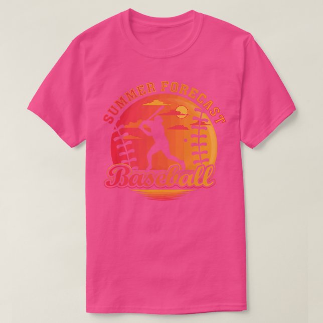 Summer Baseball Forecast Sunny Days and Double Pla T-Shirt (Design Front)