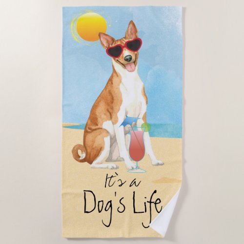 Summer Basenji Beach Towel