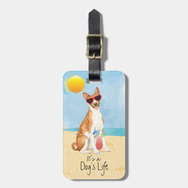 Summer Basenji Luggage Tag (Front Vertical)