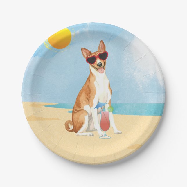 Summer Basenji Paper Plates (Front)