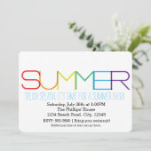 SUMMER Bash Typography Rainbow Party Invitations (Standing Front)