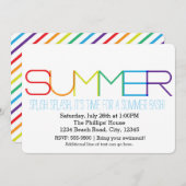 SUMMER Bash Typography Rainbow Party Invitations (Front/Back)