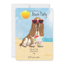 Summer Basset Hound Beach Party Invitation