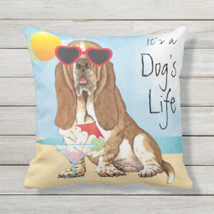 Summer Basset Hound Outdoor Pillow