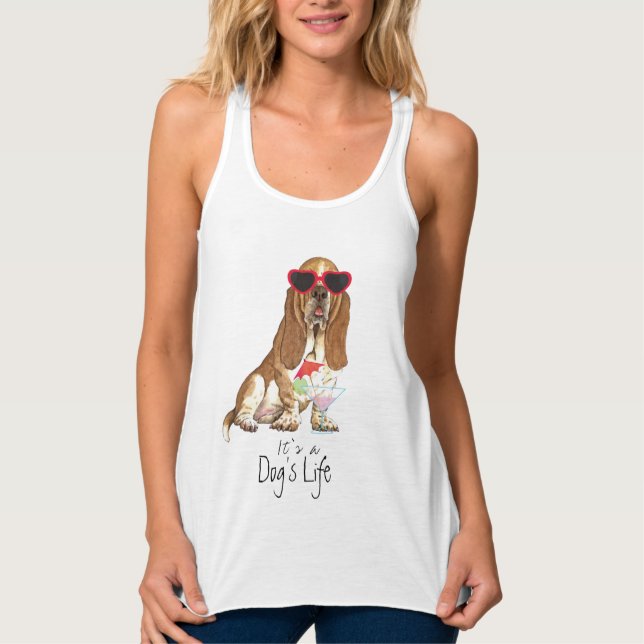 Summer Basset Hound Tank Top (Front)
