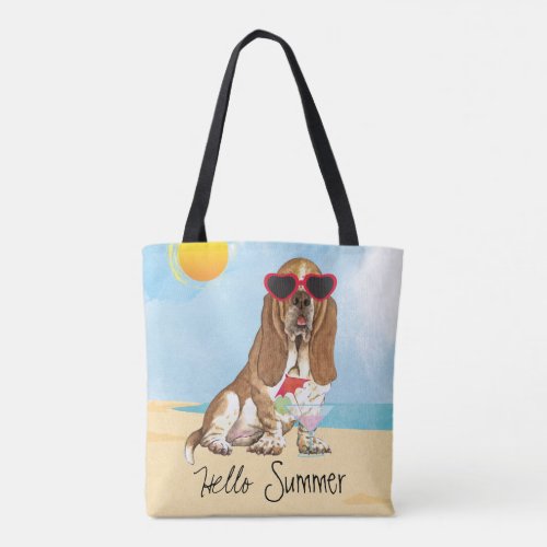 Summer Basset Hound Tote Bag