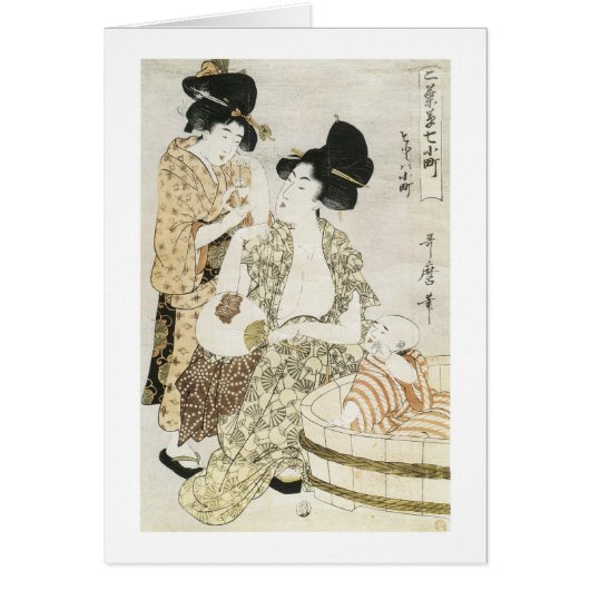 Summer Bath, Utamaro, 1800s Cards (Front)