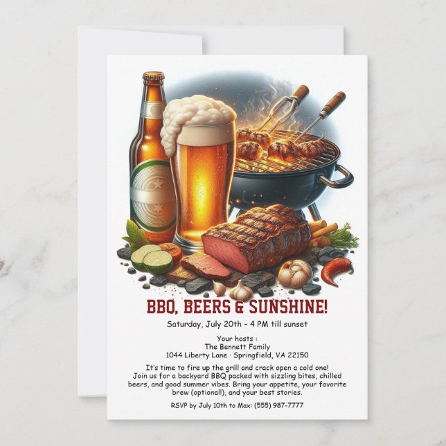 Summer BBQ & Beer Party Invitation – Backyard Cook (Front)