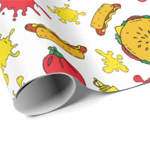 Summer BBQ Burgers Hot Dogs Grill Party Barbeque Wrapping Paper