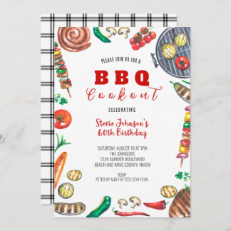 Summer BBQ Cookout 60th Birthday Invitation