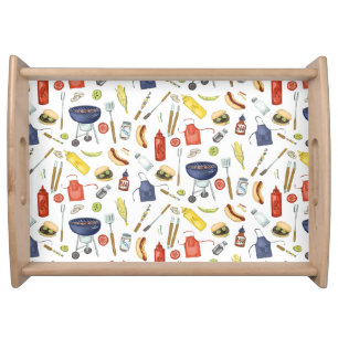 Summer BBQ Cookout Block Party Grill Serving Tray