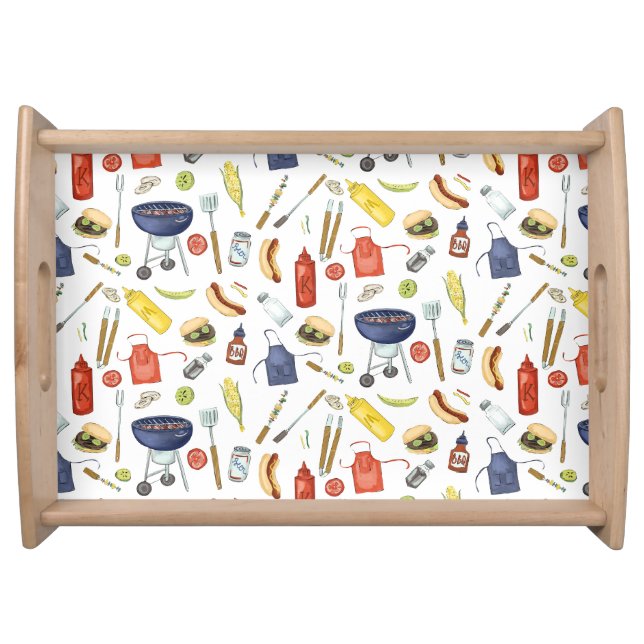 Summer BBQ Cookout Block Party Grill Serving Tray (Front)