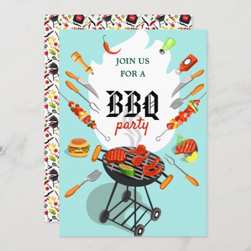 Summer BBQ Cookout Grilling Outdoor Party Invitation