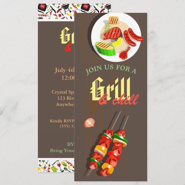 Summer BBQ Cookout Grilling Outdoor Party Invitation (Front/Back)