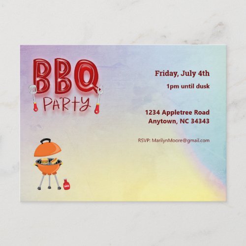 Summer BBQ Customizable Invitation Postcard