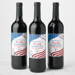 Summer BBQ Family Reunion 4th of July Custom Wine Label<br><div class="desc">Bring out the bbq and dust it off in time for your next 4th of July summer party with the family or friends from the neighborhood. Add some style with this red white and blue banner featuring a holiday vibe design featuring buntings, fireworks, and the USA flag colors in a...</div>