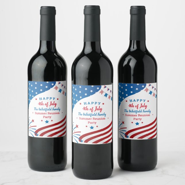 Summer BBQ Family Reunion 4th of July Custom Wine Label (Bottles)