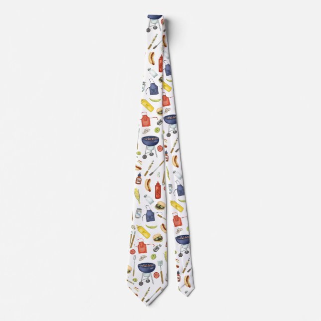 Summer BBQ Father’s Day Backyard Barbecue Grill Neck Tie (Front)
