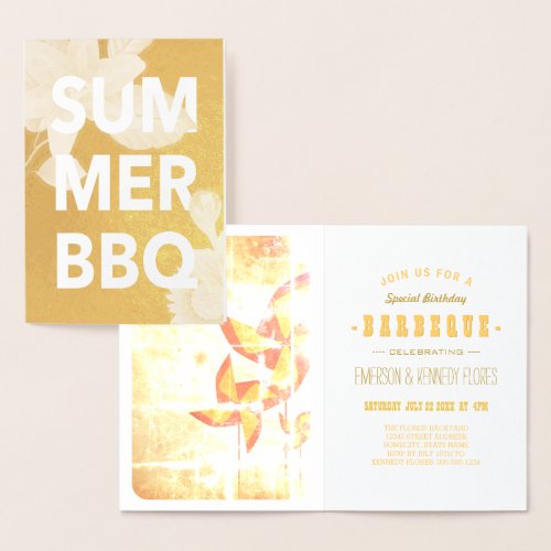 SUMMER BBQ gold foil floral Foil Card