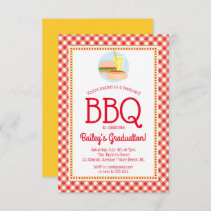 Summer BBQ Graduation Party Grilling Picnic Invitation