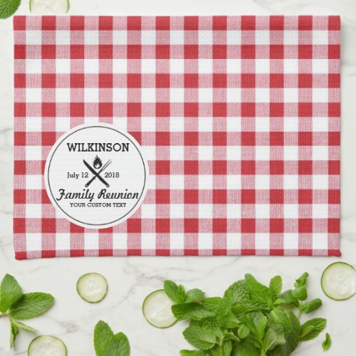 Summer BBQ Grill Cookout Reunion Red Gingham Check Towel