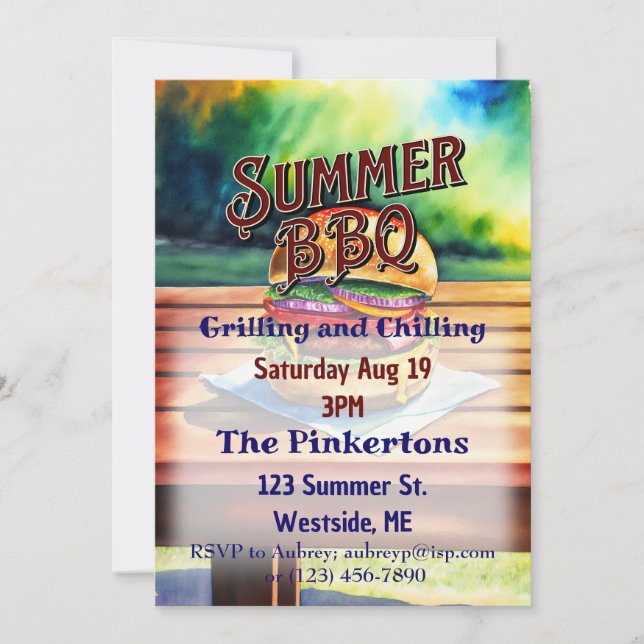 Summer BBQ Grilling and Chilling Invitation (Front)