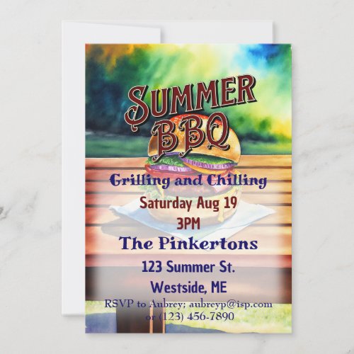 Summer BBQ Grilling and Chilling Invitation