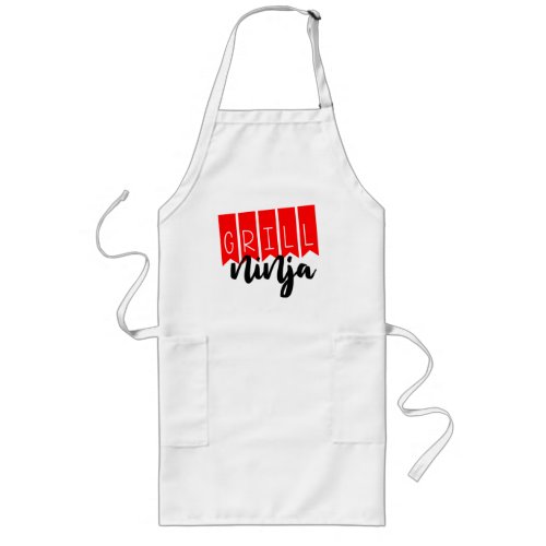 Summer BBQ Grilling Fun _ Grill Ninja Funny Pocket Long Apron